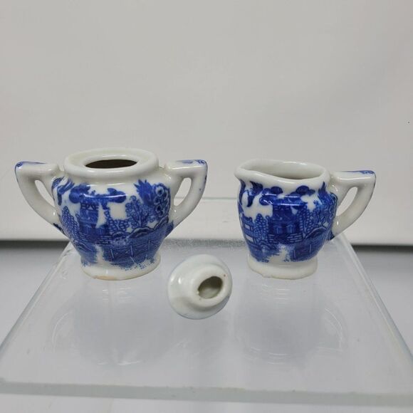 Vintage Blue Willow Porcelain Childrens Doll Tea‎ Party Set Japan Playset Gift - Picture 10 of 16